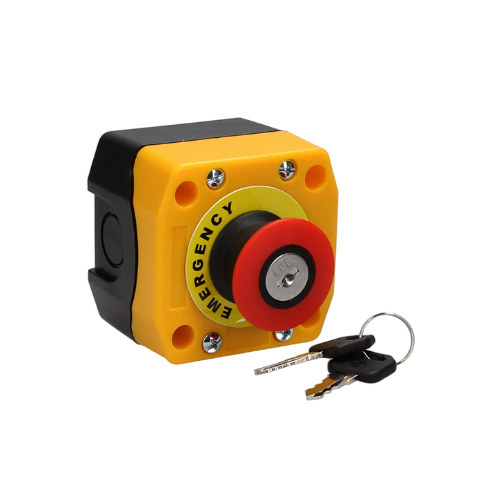 Key Locking Button Yellow Colour Case, Key Lock (KMR3) Mushroom Stop Button